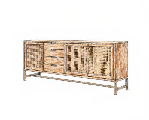 Cane Sideboards in Furniture: Stylish Storage Solutions for Women's Spaces